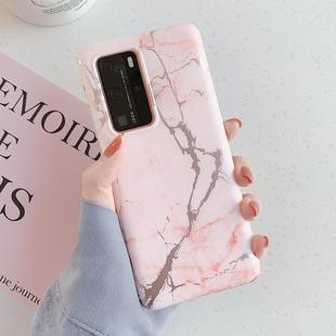 For Huawei P40 Frosted Bronzing Marble Pattern Soft TPU Protective Case(Pink)