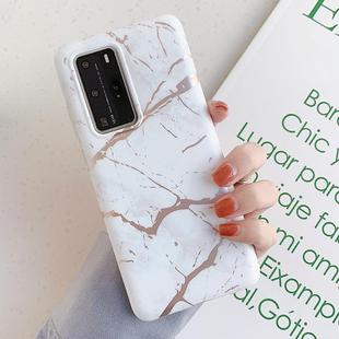 For Huawei P40 Frosted Bronzing Marble Pattern Soft TPU Protective Case(White)