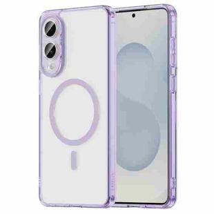 For Samsung Galaxy S25 Edge 5G PC Hybrid TPU Airbag Shockproof MagSafe Phone Case(Transparent Purple)