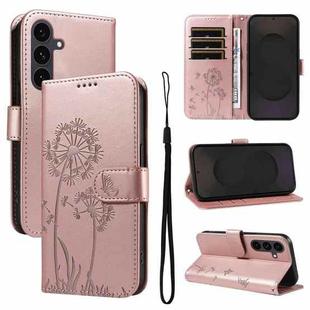 For Samsung Galaxy S25 FE 5G Dandelion Embossed Pattern Flip Leather Phone Case(Rose Gold)