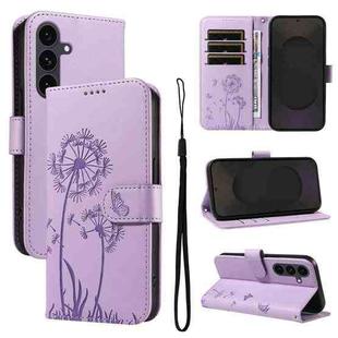 For Samsung Galaxy S25 FE 5G Dandelion Embossed Pattern Flip Leather Phone Case(Purple)