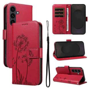 For Samsung Galaxy S25 FE 5G Dandelion Embossed Pattern Flip Leather Phone Case(Red)