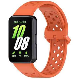 For Samsung Galaxy Fit3 xDfind Colorful Buckle Solid Color Breathable Silicone Watch Band(Orange)