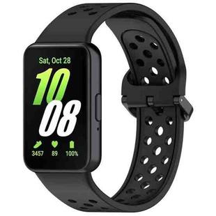 For Samsung Galaxy Fit3 xDfind Colorful Buckle Solid Color Breathable Silicone Watch Band(Black)