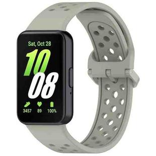 For Samsung Galaxy Fit3 xDfind Colorful Buckle Solid Color Breathable Silicone Watch Band(Grey Green)