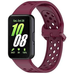 For Samsung Galaxy Fit3 xDfind Colorful Buckle Solid Color Breathable Silicone Watch Band(Wine Red)