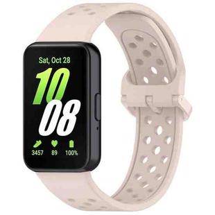 For Samsung Galaxy Fit3 xDfind Colorful Buckle Solid Color Breathable Silicone Watch Band(Pink)