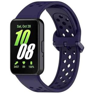 For Samsung Galaxy Fit3 xDfind Colorful Buckle Solid Color Breathable Silicone Watch Band(Dark Blue)