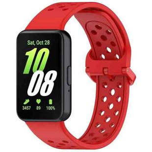 For Samsung Galaxy Fit3 xDfind Colorful Buckle Solid Color Breathable Silicone Watch Band(Red)