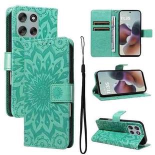 For Motorola Moto G56 5G Embossed Sunflower Pattern Flip Leather Phone Case(Green)