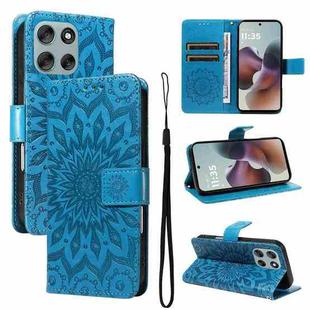 For Motorola Moto G56 5G Embossed Sunflower Pattern Flip Leather Phone Case(Blue)