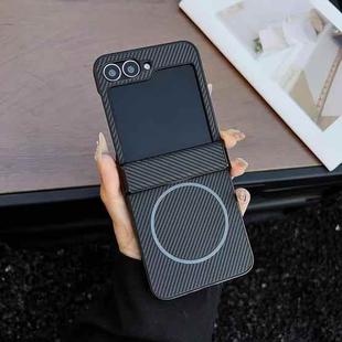 For Samsung Galaxy Z Flip6 Three Parts Carbon Fiber Texture MagSafe Phone Case(Black)