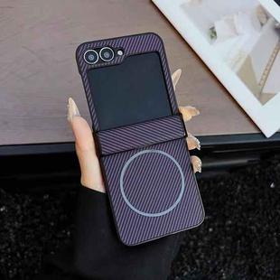 For Samsung Galaxy Z Flip6 Three Parts Carbon Fiber Texture MagSafe Phone Case(Purple)