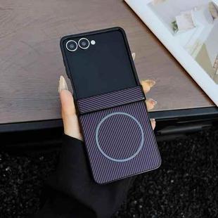 For Samsung Galaxy Z Flip7 Three Parts Carbon Fiber Texture MagSafe Phone Case(Purple)