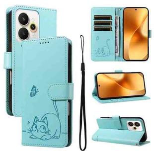 For Realme 15 5G Adorable Cat Embossed Pattern Flip Leather Phone Case(Green)