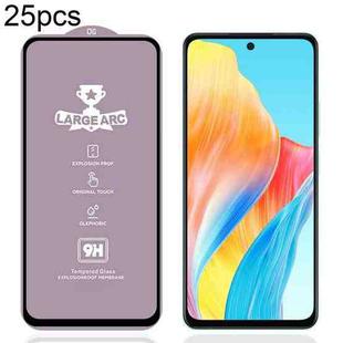 For OPPO A58 4G 25pcs 9H 0.4mm High Aluminum Large Arc Tempered Glass Film
