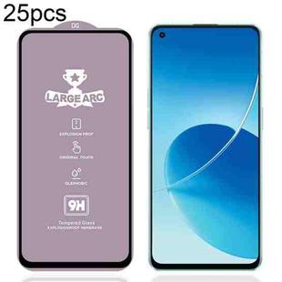 For OPPO Reno6 5G 25pcs 9H 0.4mm High Aluminum Large Arc Tempered Glass Film