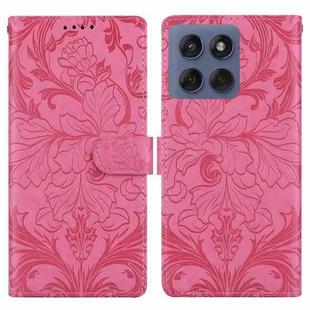 For Motorola Edge 60 Pro Embossed Floral Pattern Leather Phone Case(Rose Red)
