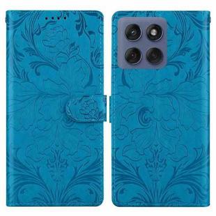 For Motorola Edge 60 Pro Embossed Floral Pattern Leather Phone Case(Blue)