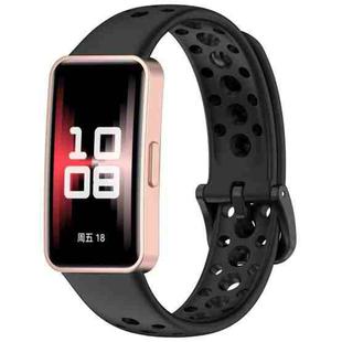 For Huawei Band 10 / 9 / 8 xDfind Hole Style Breathable Silicone Watch Band(Black)