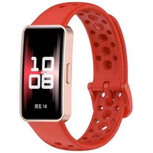For Huawei Band 10 / 9 / 8 xDfind Hole Style Breathable Silicone Watch Band(Red)