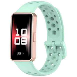 For Huawei Band 10 / 9 / 8 xDfind Hole Style Breathable Silicone Watch Band(Grey Green)