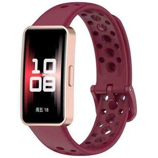 For Huawei Band 10 / 9 / 8 xDfind Hole Style Breathable Silicone Watch Band(Wine Red)