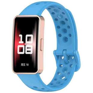 For Huawei Band 10 / 9 / 8 xDfind Hole Style Breathable Silicone Watch Band(Sky Blue)
