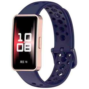 For Huawei Band 10 / 9 / 8 xDfind Hole Style Breathable Silicone Watch Band(Dark Blue)