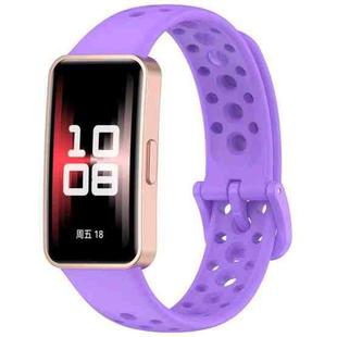 For Huawei Band 10 / 9 / 8 xDfind Hole Style Breathable Silicone Watch Band(Purple)