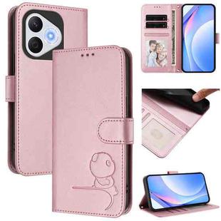 For Honor 400 Lite Global Litter Panda Embossing RFID Leather Phone Case with Lanyard(Pink)