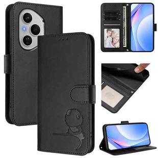 For Honor 400 Pro Global 160.8mm Litter Panda Embossing RFID Leather Phone Case with Lanyard(Black)