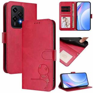 For Honor 200 Lite Global Litter Panda Embossing RFID Leather Phone Case with Lanyard(Rose Red)