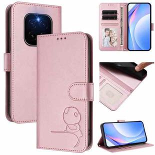 For Honor GT Pro Litter Panda Embossing RFID Leather Phone Case with Lanyard(Pink)