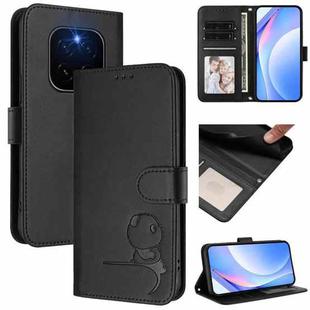 For Honor GT Pro Litter Panda Embossing RFID Leather Phone Case with Lanyard(Black)