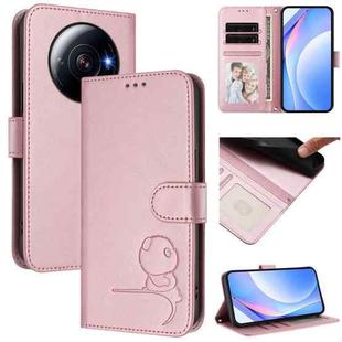 For Xiaomi 12S Ultra Litter Panda Embossing RFID Leather Phone Case with Lanyard(Pink)
