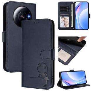 For Xiaomi 12S Ultra Litter Panda Embossing RFID Leather Phone Case with Lanyard(Blue)