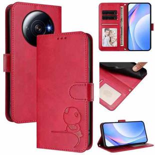For Xiaomi 12S Ultra Litter Panda Embossing RFID Leather Phone Case with Lanyard(Rose Red)