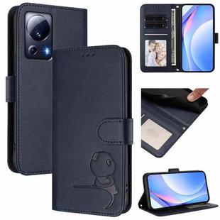 For Xiaomi 13 Lite / Civi 2 Litter Panda Embossing RFID Leather Phone Case with Lanyard(Blue)