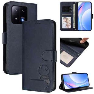 For Xiaomi 13 Pro Litter Panda Embossing RFID Leather Phone Case with Lanyard(Blue)