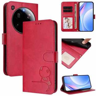 For Xiaomi 15 Ultra Litter Panda Embossing RFID Leather Phone Case with Lanyard(Rose Red)