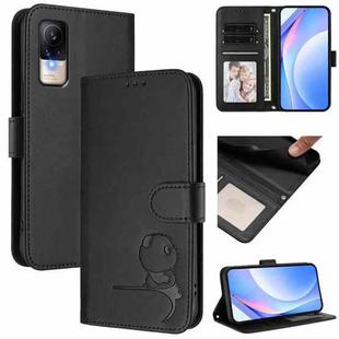 For Xiaomi Civi 1S Litter Panda Embossing RFID Leather Phone Case with Lanyard(Black)
