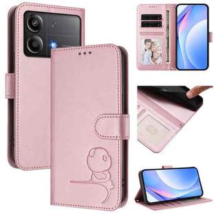 For Xiaomi Poco X6 Neo Litter Panda Embossing RFID Leather Phone Case with Lanyard(Pink)