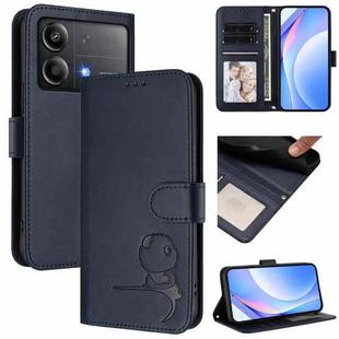 For Xiaomi Poco X6 Neo Litter Panda Embossing RFID Leather Phone Case with Lanyard(Blue)