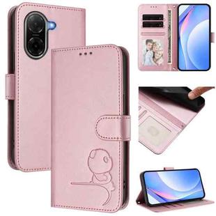 For Redmi A5 4G 171.7mm / Poco C71 Litter Panda Embossing RFID Leather Phone Case with Lanyard(Pink)