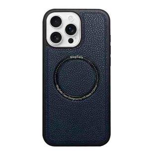 For iPhone 16 Pro Max Litchi Texture PU MagSafe Back Cover Phone Case(Blue)
