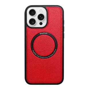 For iPhone 16 Pro Max Litchi Texture PU MagSafe Back Cover Phone Case(Red)