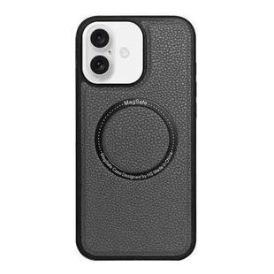 For iPhone 16 Litchi Texture PU MagSafe Back Cover Phone Case(Grey)