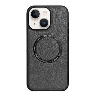 For iPhone 14 / 13 Litchi Texture PU MagSafe Back Cover Phone Case(Grey)
