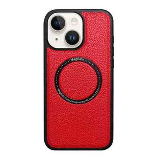 For iPhone 14 / 13 Litchi Texture PU MagSafe Back Cover Phone Case(Red)